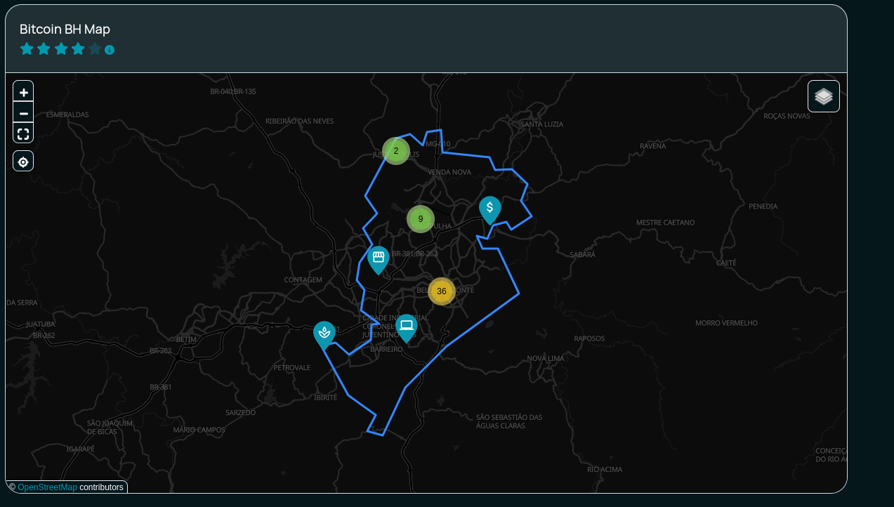 Bitcoin BH BTC Map
